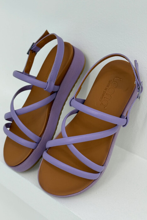 ONE COLOR SIMPLE STRAP WOMEN SANDALS PURPLE/LEJLA - KLAUDIO FASHION