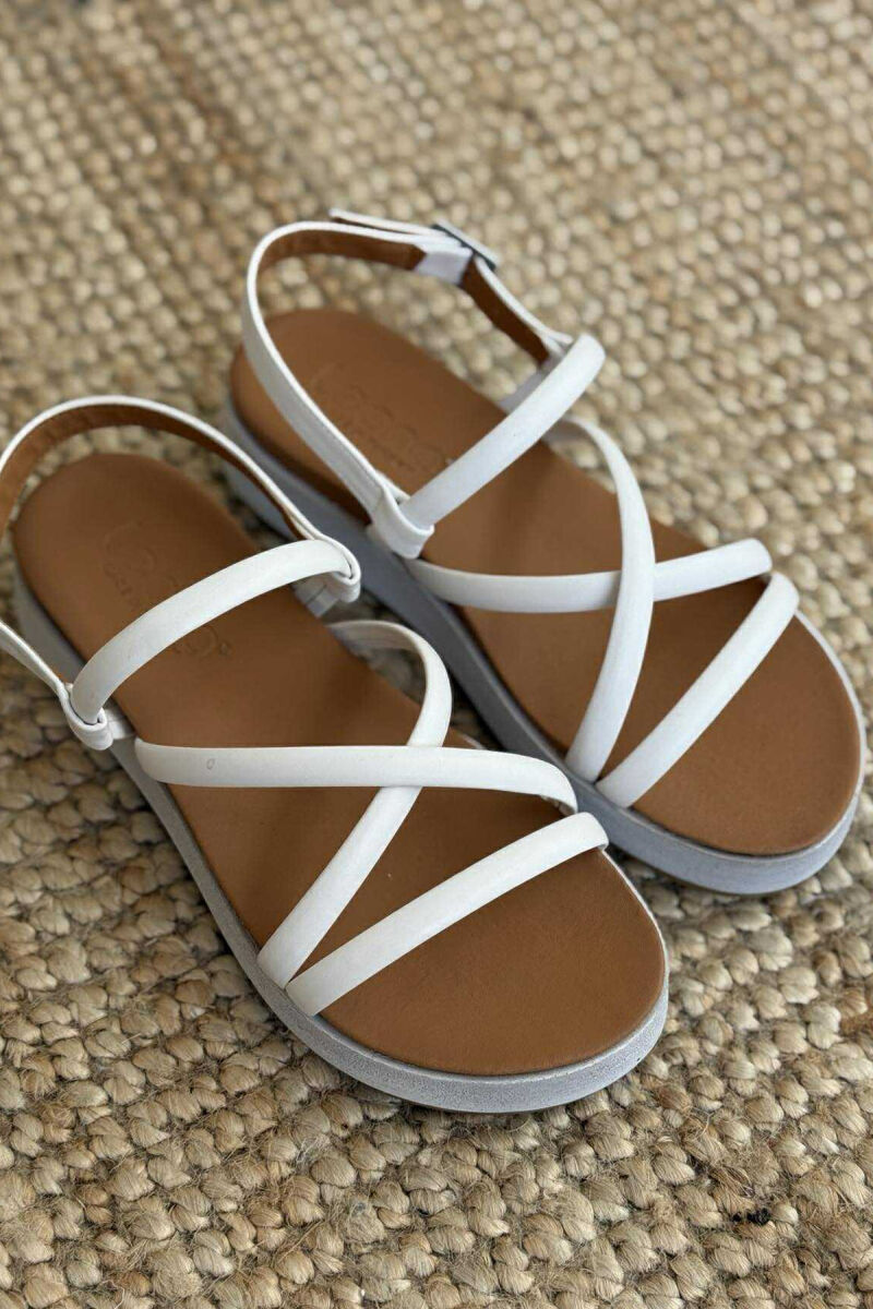 ONE COLOR SIMPLE STRAP WOMEN SANDALS WHITE-E BARDHE - 3
