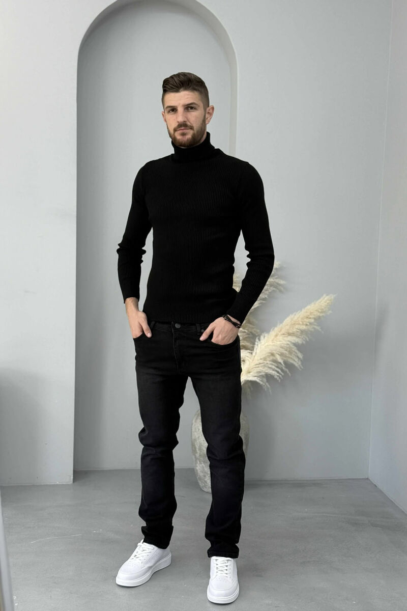 ONE COLOR SIMPLE STRETCHY MEN JEANS BLACK/ E ZEZE - 1