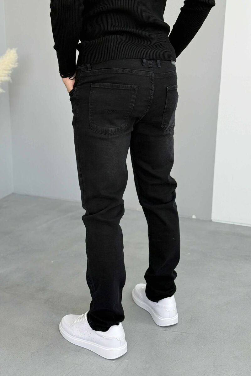ONE COLOR SIMPLE STRETCHY MEN JEANS BLACK/ E ZEZE - 2