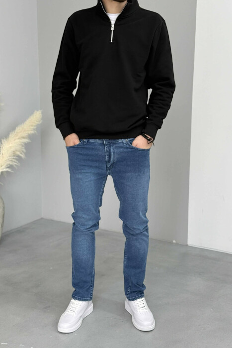 ONE COLOR SIMPLE STRETCHY MEN JEANS BLUE/BLU - KLAUDIO FASHION