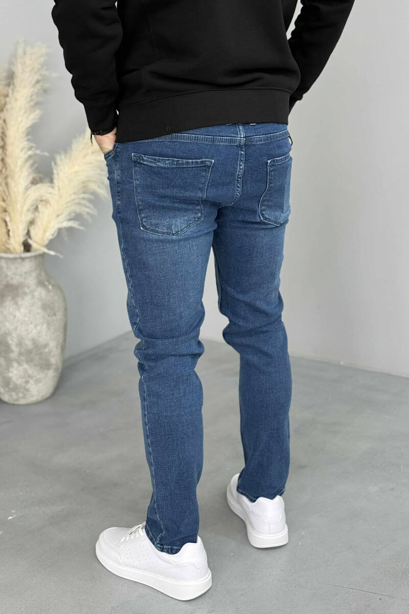 ONE COLOR SIMPLE STRETCHY MEN JEANS BLUE/BLU - 3