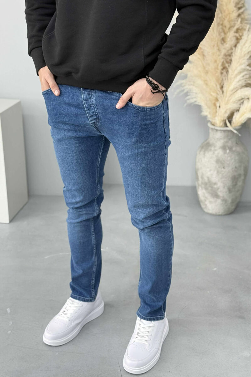 ONE COLOR SIMPLE STRETCHY MEN JEANS BLUE/BLU - 4