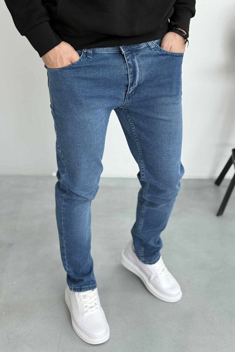 ONE COLOR SIMPLE STRETCHY MEN JEANS BLUE/BLU - 2