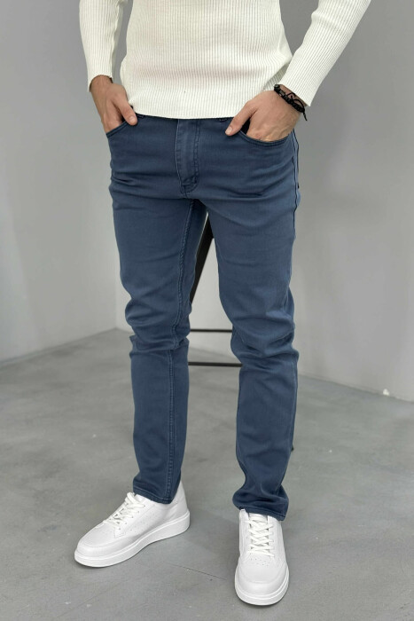 ONE COLOR SIMPLE STRETCHY MEN JEANS LIGHT BLUE-LIGHT BLUE/BZ-BZ - KLAUDIO FASHION