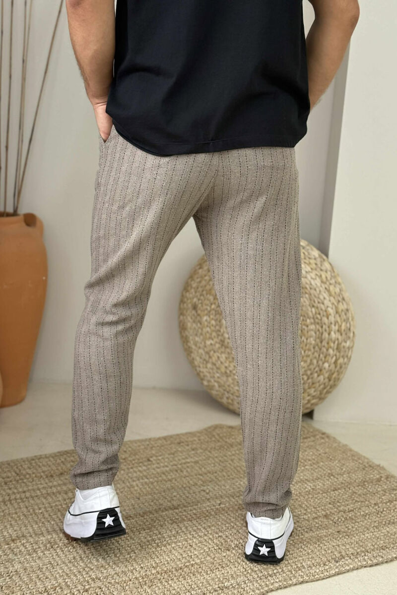 ONE COLOR SIMPLE STRIPES MEN PANTS BROWN/KAFE - 3