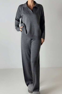 ONE COLOR SIMPLE SWEATER+TROUSERS WOMEN SET GREY/GRI 