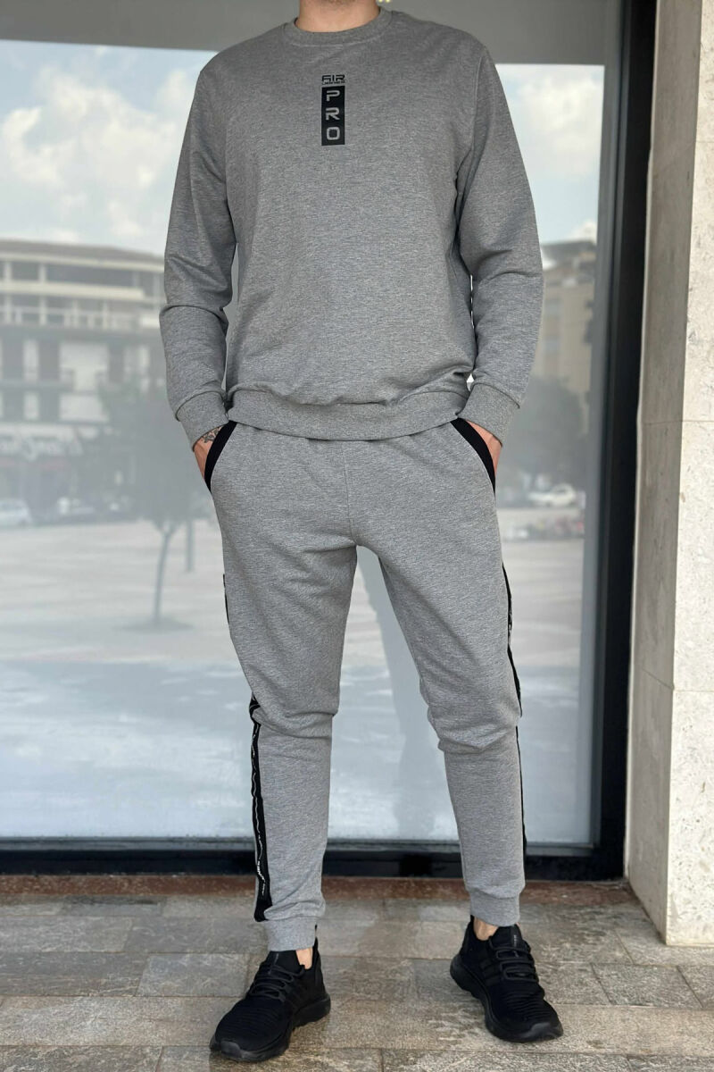ONE COLOR SIMPLE SWEATSHIRT+JOGGERS MEN SET GREY/GRI - 1