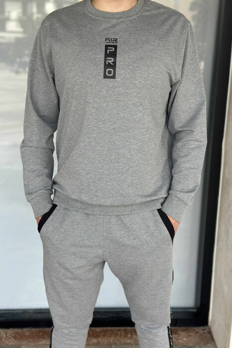 ONE COLOR SIMPLE SWEATSHIRT+JOGGERS MEN SET GREY/GRI - 2