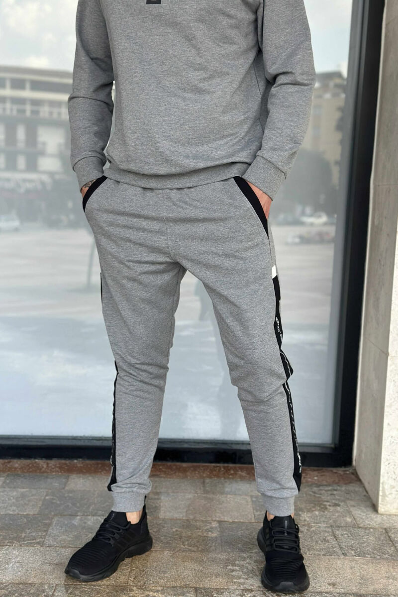 ONE COLOR SIMPLE SWEATSHIRT+JOGGERS MEN SET GREY/GRI - 4