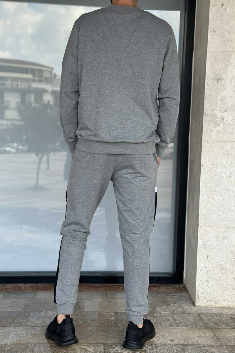 ONE COLOR SIMPLE SWEATSHIRT+JOGGERS MEN SET GREY/GRI - 5