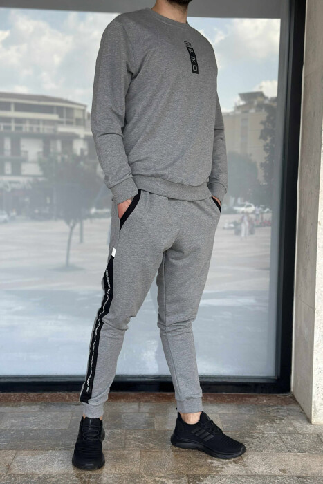 ONE COLOR SIMPLE SWEATSHIRT+JOGGERS MEN SET GREY/GRI - 3