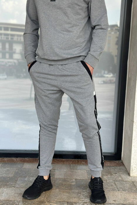 ONE COLOR SIMPLE SWEATSHIRT+JOGGERS MEN SET GREY/GRI - 4