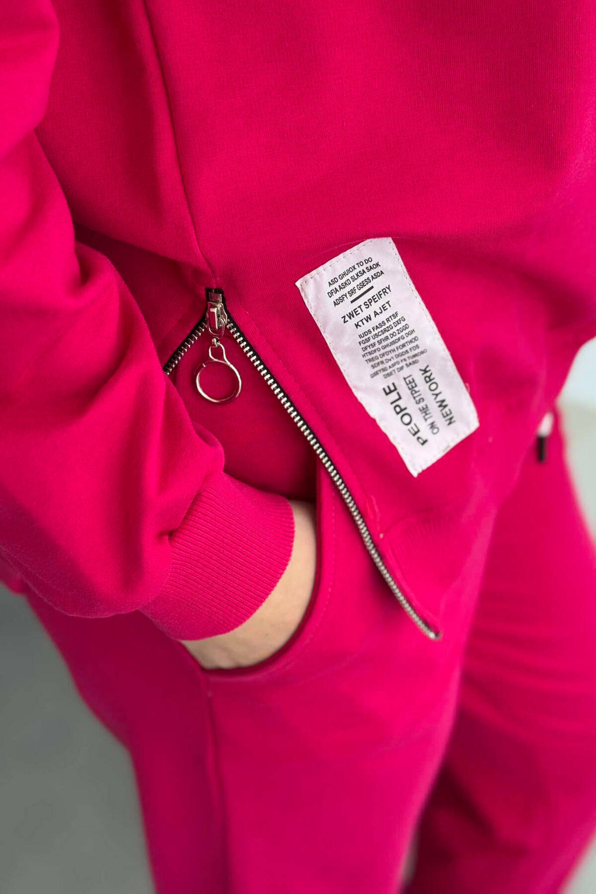 ONE COLOR SIMPLE SWEATSHIRT+JOGGERS WOMEN SET FUCHSIA/CIKLAMI TWO - Main Image