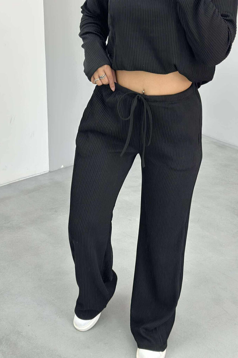 ONE COLOR SIMPLE SWEATSHIRT+SWEATPANTS WOMEN SET BLACK/ E ZEZE - 1
