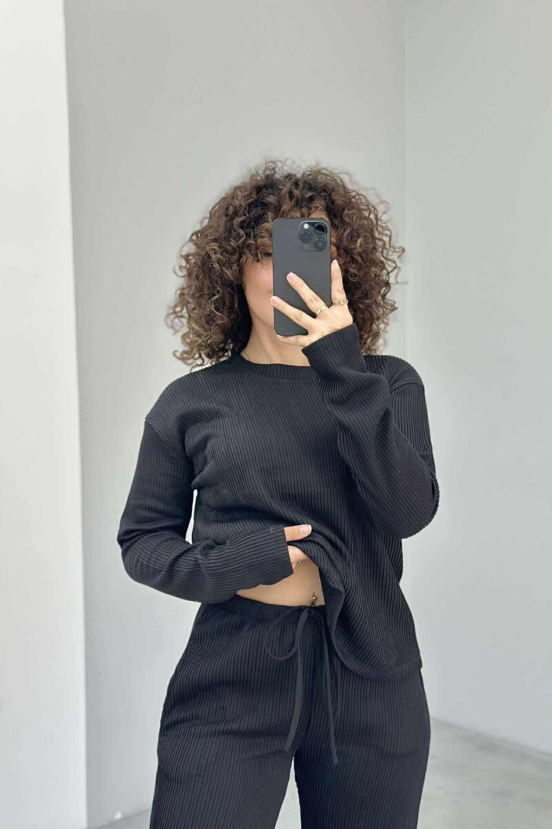 ONE COLOR SIMPLE SWEATSHIRT+SWEATPANTS WOMEN SET BLACK/ E ZEZE - 11