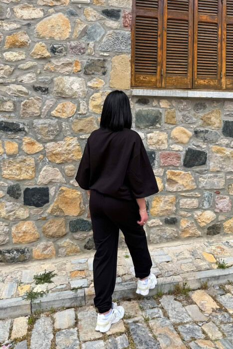 ONE COLOR SIMPLE T-SHIRT + JOGGERS WOMAN SET BLACK-BLACK/ZZ - 6