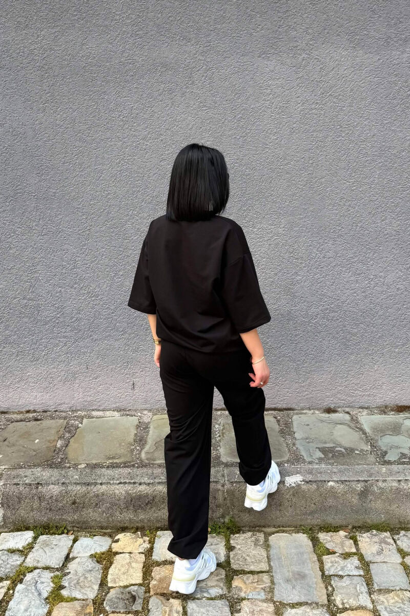 ONE COLOR SIMPLE T-SHIRT + JOGGERS WOMAN SET BLACK/ E ZEZE - 2