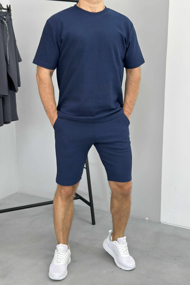 ONE COLOR SIMPLE T-SHIRT+ SHORTS MEN SET BLUE/BLU - 1