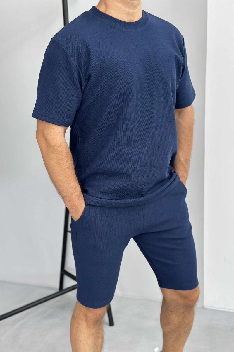 ONE COLOR SIMPLE T-SHIRT+ SHORTS MEN SET BLUE/BLU - 2