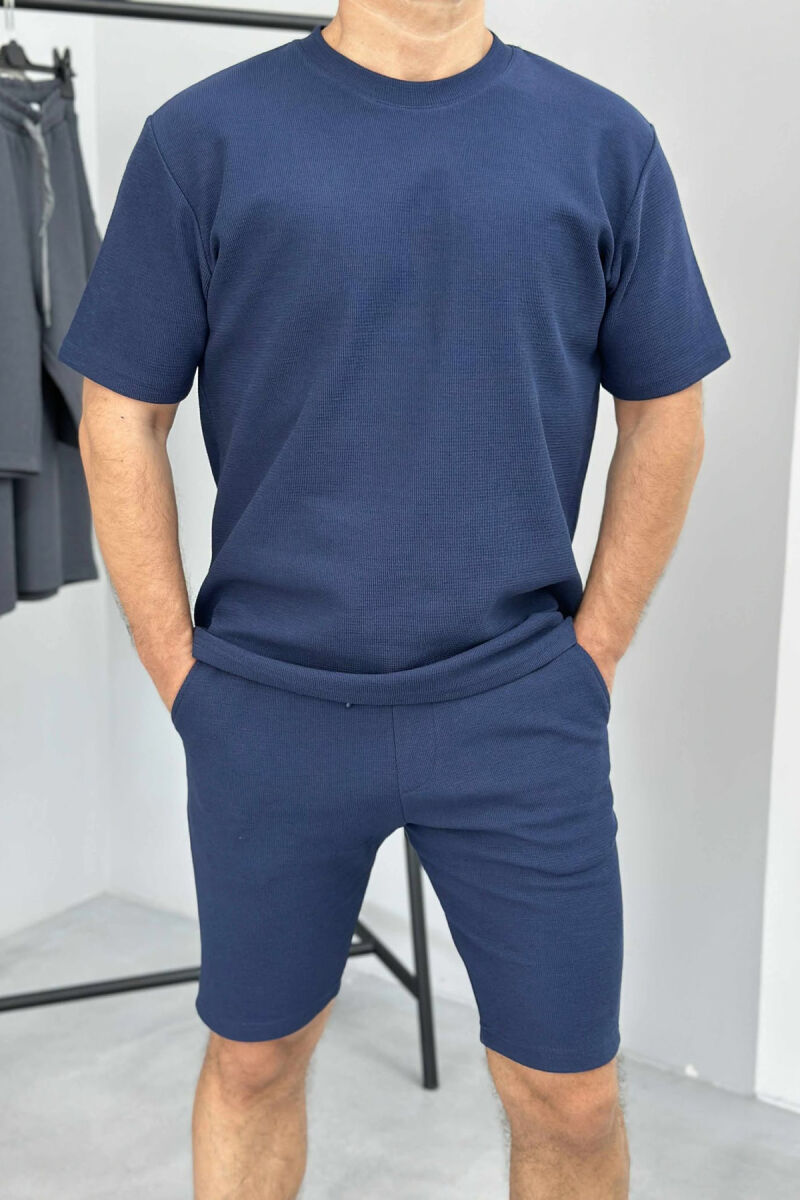 ONE COLOR SIMPLE T-SHIRT+ SHORTS MEN SET BLUE/BLU - 3