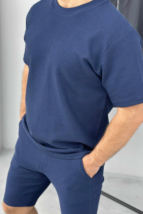 ONE COLOR SIMPLE T-SHIRT+ SHORTS MEN SET BLUE/BLU - 4