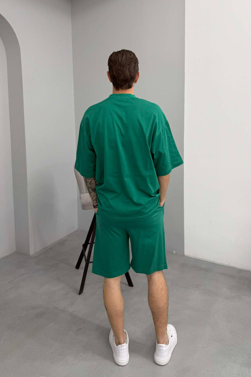 ONE COLOR SIMPLE T-SHIRT + SHORTS MEN SET GREEN/JESHILE - 4