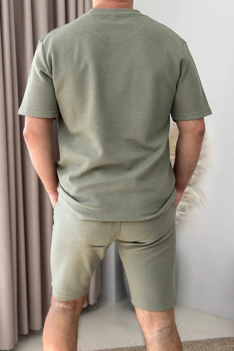 ONE COLOR SIMPLE T-SHIRT+ SHORTS MEN SET OLIVE/ULLI - 3
