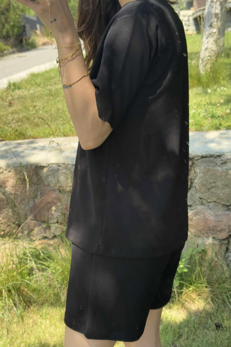 ONE COLOR SIMPLE T-SHIRT+SHORTS WOMEN SET BLACK/ E ZEZE - 4