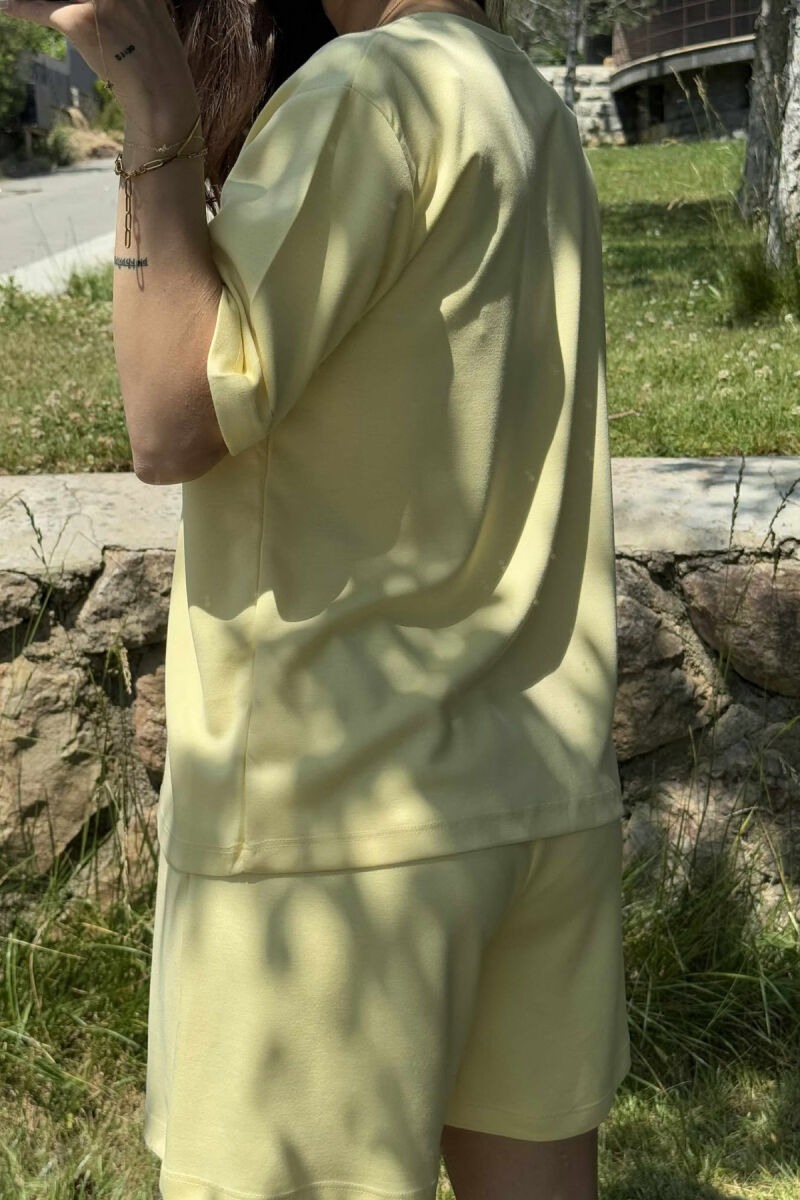 ONE COLOR SIMPLE T-SHIRT+SHORTS WOMEN SET YELLOW/E VERDHE - 3