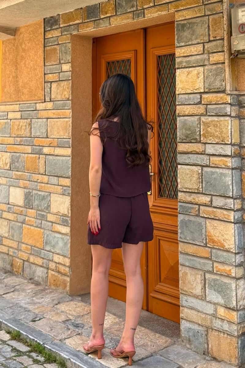 ONE COLOR SIMPLE TANK TOP + SHORTS WOMAN SET DARK PURPLE/LEJLA ERRET - 3