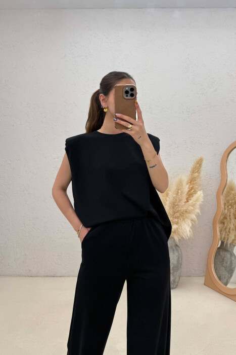ONE COLOR SIMPLE TANK TOP + SWEATPANTS WOMAN SET BLACK/ E ZEZE - 3