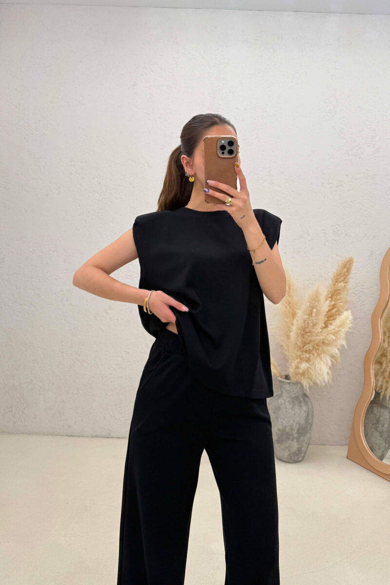 ONE COLOR SIMPLE TANK TOP + SWEATPANTS WOMAN SET BLACK/ E ZEZE - 4