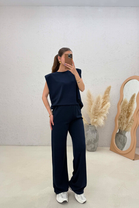 ONE COLOR SIMPLE TANK TOP + SWEATPANTS WOMAN SET BLUE/BLU - KLAUDIO FASHION