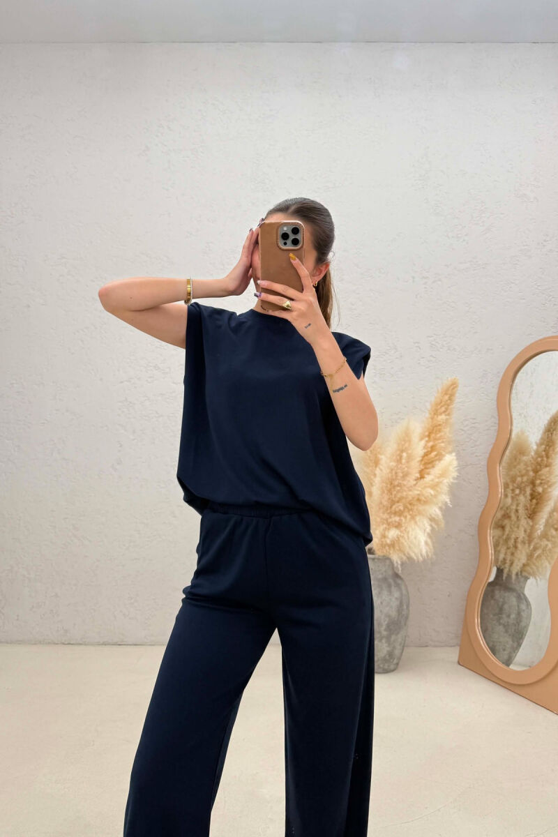 ONE COLOR SIMPLE TANK TOP + SWEATPANTS WOMAN SET BLUE/BLU - 3