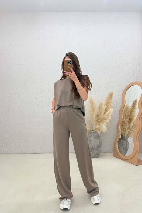 SET I THJESHTE NJE NGJYRESH KANATIERE + TUTA PER FEMRA NE NGJYRE KAFE TE ZBARDHUR - KLAUDIO FASHION