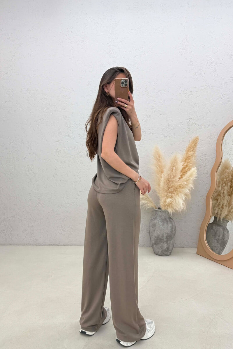 ONE COLOR SIMPLE TANK TOP + SWEATPANTS WOMAN SET LIGHT BROWN/KAZB - 4