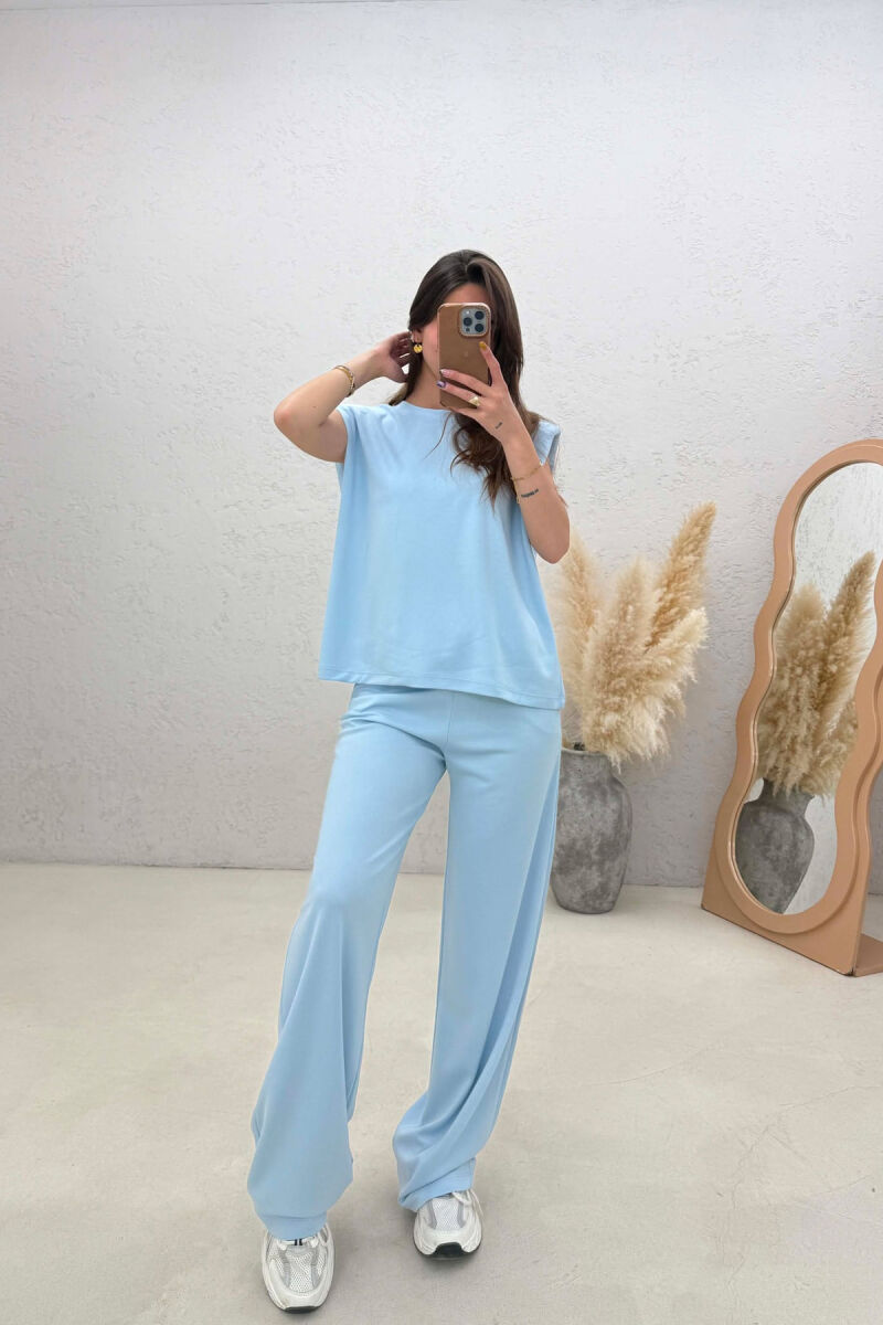 ONE COLOR SIMPLE TANK TOP + SWEATPANTS WOMAN SET LIGHTBLUE/BZ - 2