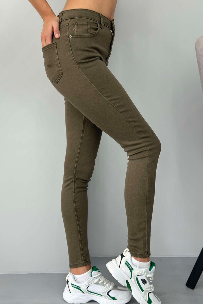 ONE COLOR SIMPLE TIGHT WOMEN JEANS GREEN/JESHILE - 3