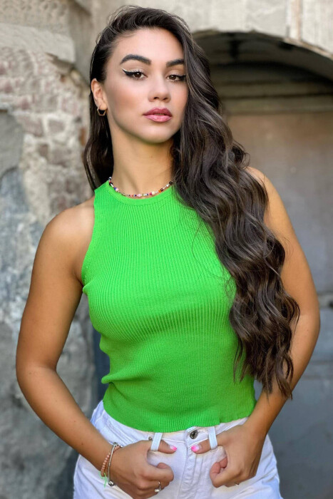 ONE COLOR SIMPLE TOP GREEN/JESHILE 