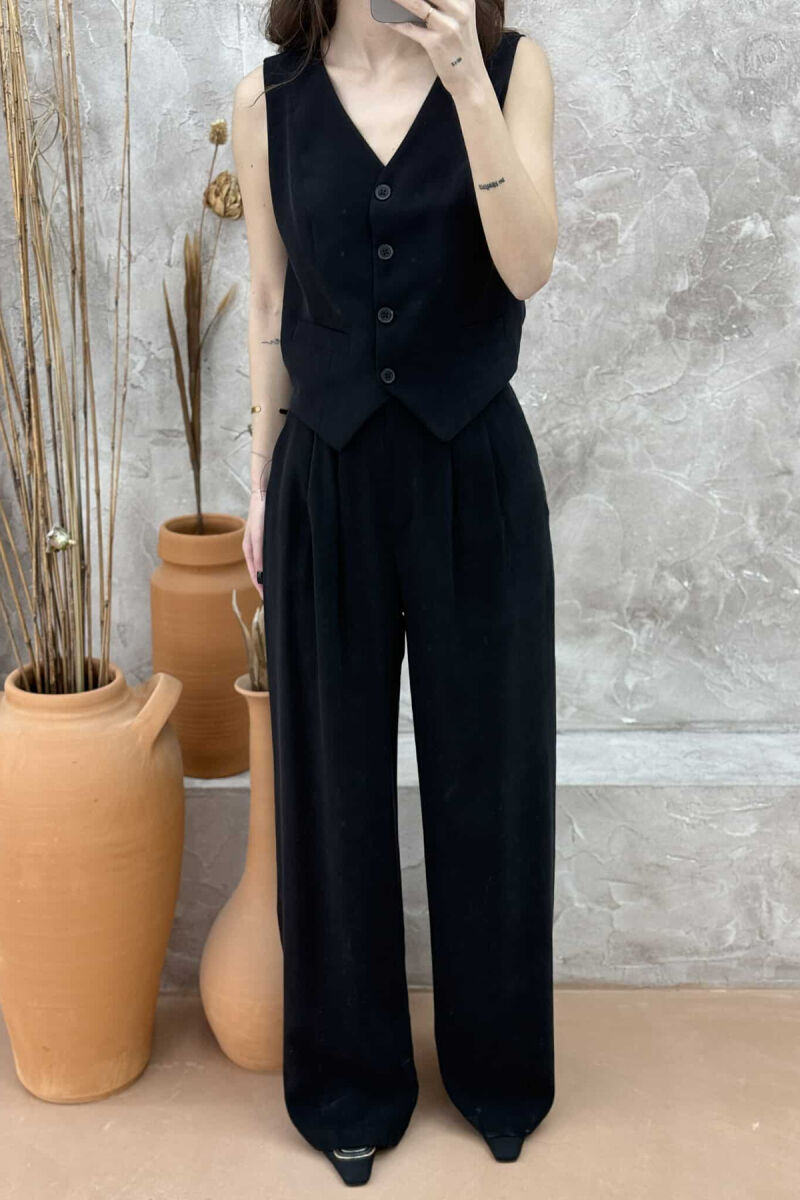 ONE COLOR SIMPLE VEST+TROUSERS WOMEN SET BLACK/ E ZEZE - 3