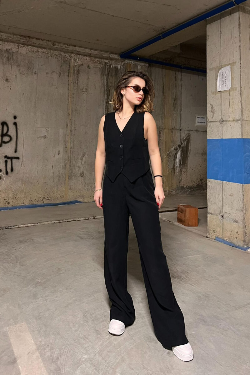 ONE COLOR SIMPLE VEST+TROUSERS WOMEN SET BLACK/ E ZEZE - 2