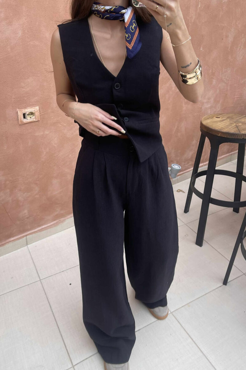 ONE COLOR SIMPLE VEST+TROUSERS WOMEN SET BLACK/ E ZEZE - 3