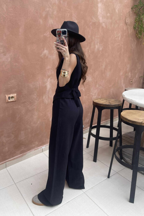 ONE COLOR SIMPLE VEST+TROUSERS WOMEN SET BLACK/ E ZEZE - 5
