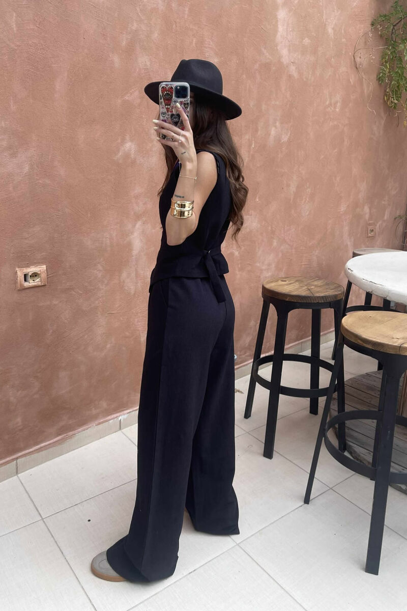 ONE COLOR SIMPLE VEST+TROUSERS WOMEN SET BLACK/ E ZEZE - 5