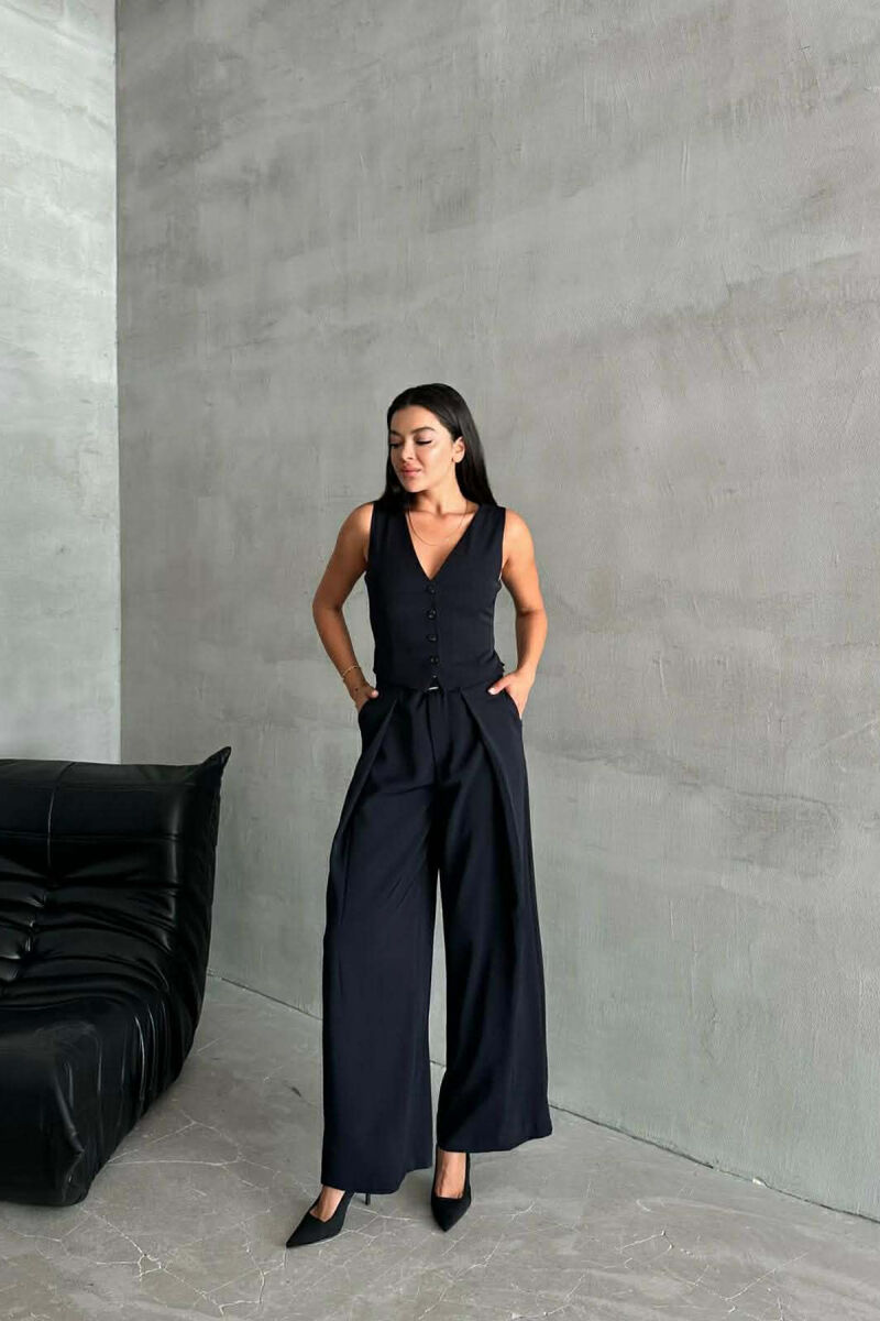 ONE COLOR SIMPLE VEST+TROUSERS WOMEN SET BLUE/BLU - 1