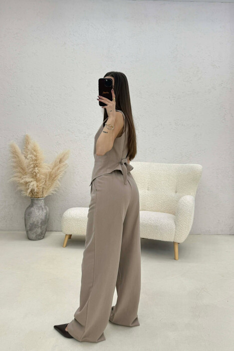 ONE COLOR SIMPLE VEST+TROUSERS WOMEN SET DARK BEIGE/BEZHE ERRET - 2