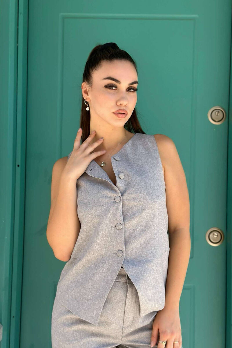 ONE COLOR SIMPLE VEST+TROUSERS WOMEN SET GREY/GRI - 3