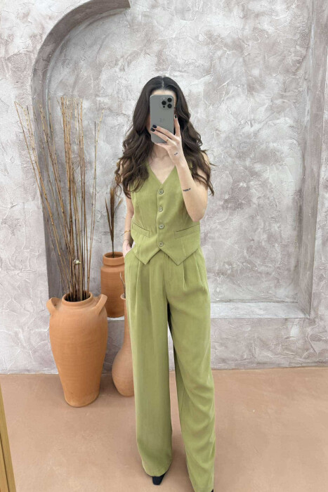 ONE COLOR SIMPLE VEST+TROUSERS WOMEN SET LIGHT GREEN/JEZB 