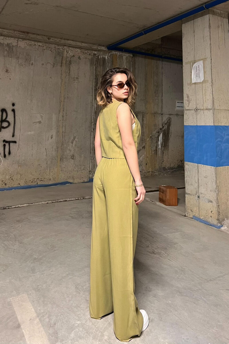 ONE COLOR SIMPLE VEST+TROUSERS WOMEN SET LIGHT GREEN/JEZB - 2